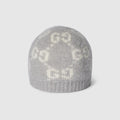 GG alpaca blend hat - light grey and white