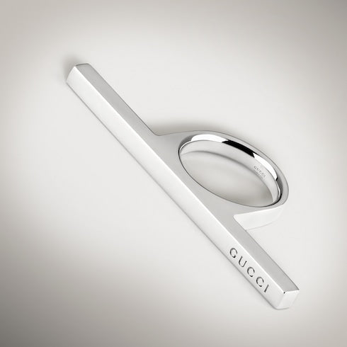 Horizontal bar ring - palladium-toned brass