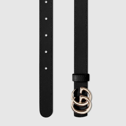Reversible GG Marmont thin belt - beige GG Supreme and black leather