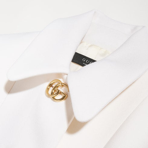 Wool natté coat with Double G button - white