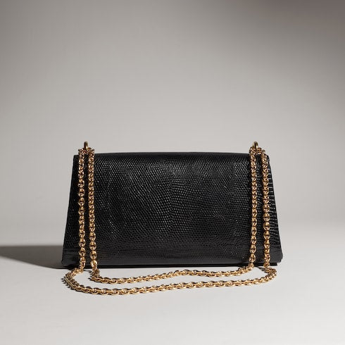 Dionysus lizard medium shoulder bag - black