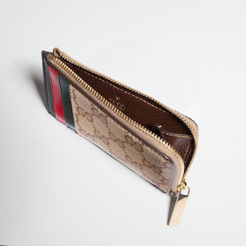 Card case with multicolor slots - sand and brown GG coated canvas