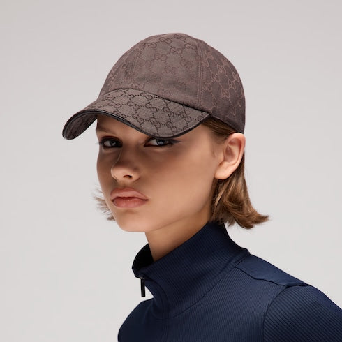 GG cotton canvas baseball hat - brown