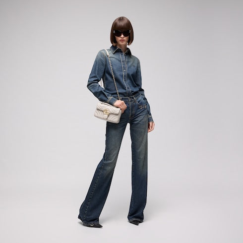 GG Marmont small shoulder bag - light grey leather