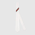 Web silk jacquard tie - white