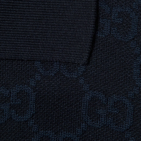 GG cotton silk jacquard polo shirt - dark blue