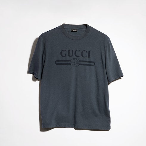 Cotton jersey T-shirt with devoré detail - dark grey