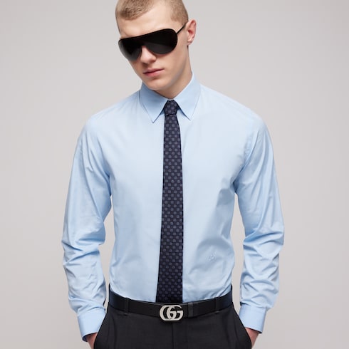 GG silk jacquard tie - blue