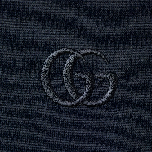 Knit wool sweater with embroidery - dark blue