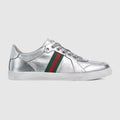 Women's Stretch low-top sneaker - metallic silver leather