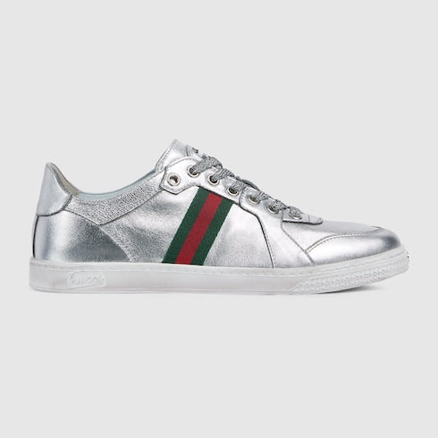 Women's Stretch low-top sneaker - metallic silver leather