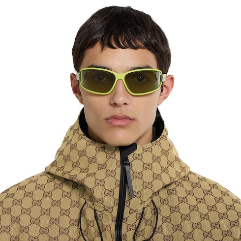 Rectangular frame sunglasses - acid green