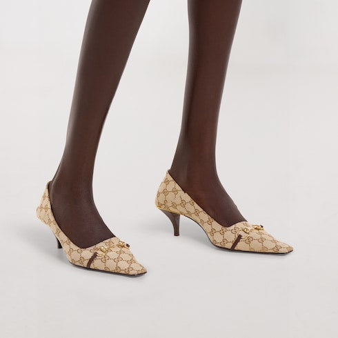 Women's Vittoria pump - sand and brown GG canvas