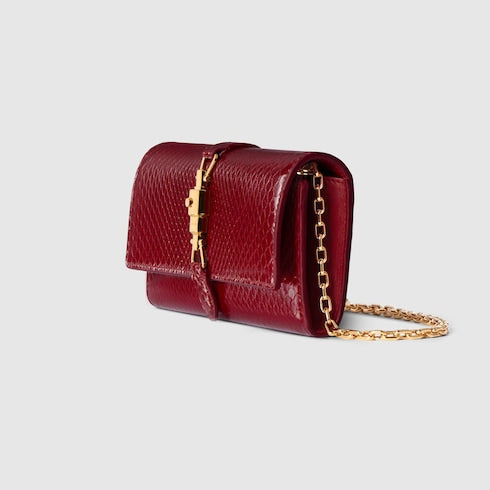 Gucci Jackie python wallet on chain - dark red