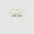 White Cotton Baby T-Shirt With Vintage Gucci Logo - White Cotton