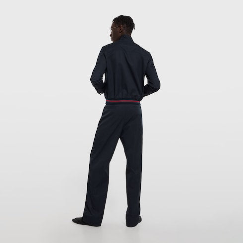 Cotton twill zip jacket with Web - dark blue
