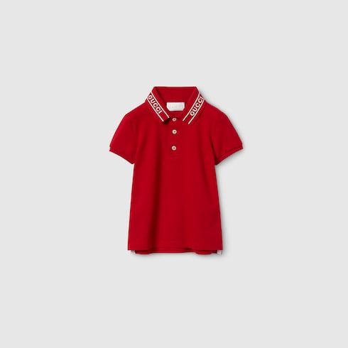 Baby cotton polo shirt - red