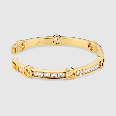 Gucci Blondie crystal bangle bracelet - gold-toned brass