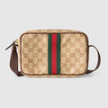 GG mini bag with Web - sand and brown GG canvas