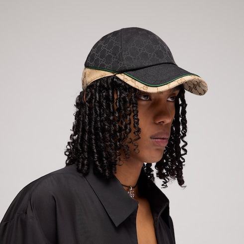 GG cotton canvas baseball hat - black and sand