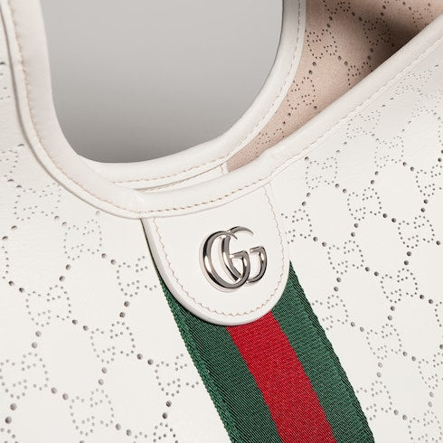 Gucci Giglio small tote bag - white GG leather
