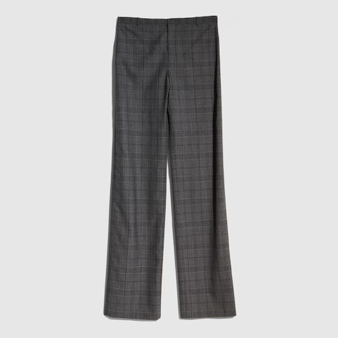 Checked fine wool pants - grey and beige
