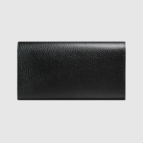 Black Textured Leather GG Marmont Continental Wallet - Black Textured Leather