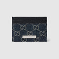 Card case with Gucci plaque - dark blue GG denim