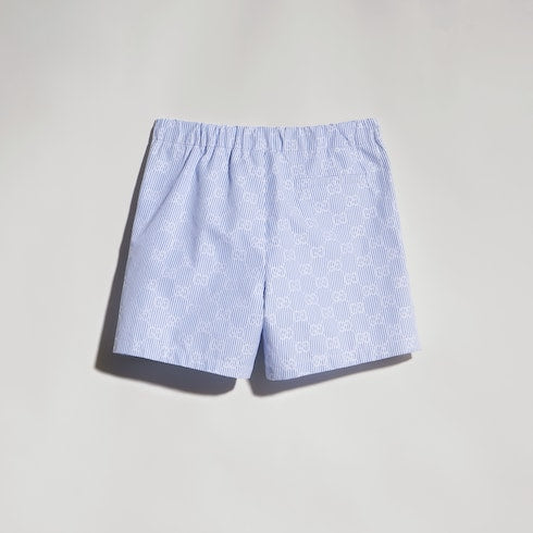 Children's GG striped poplin shorts - white and light blue