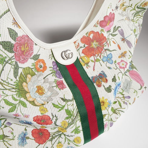 Gucci Giglio Flora large tote bag - white and multicolor Flora net