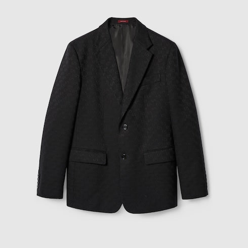 GG cotton blend canvas jacket - black