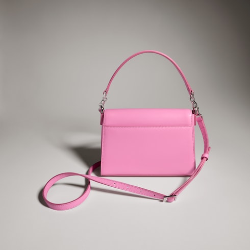 Horsebit Duomo small top handle bag - bright pink leather