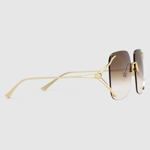 Square metal sunglasses - brown shaded lens