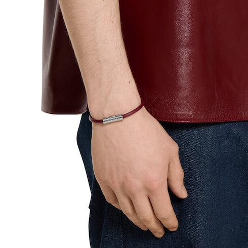 Bracelet with GG detail - Rosso Ancora red leather