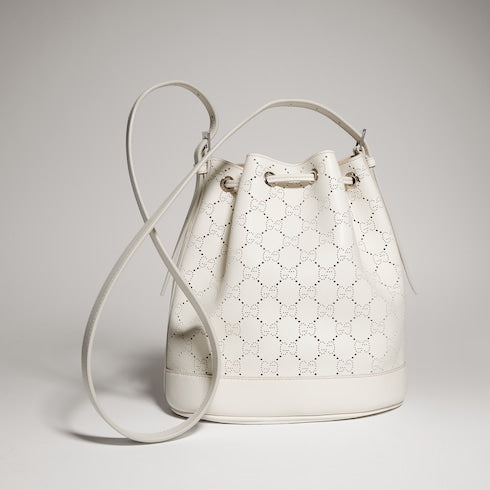 Gucci Venice small bucket bag - white GG leather