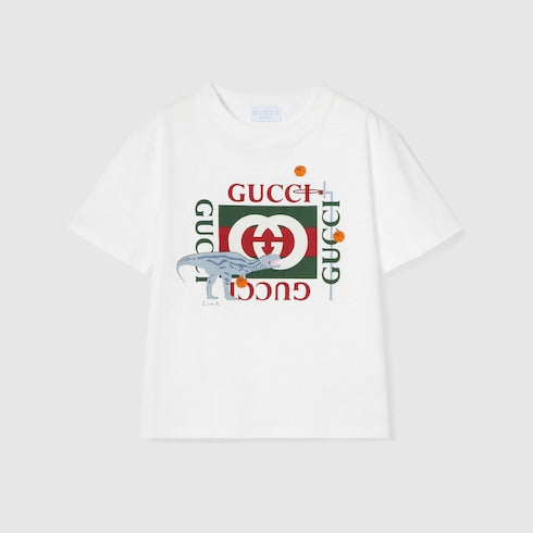 Children's cotton T-shirt with print - white