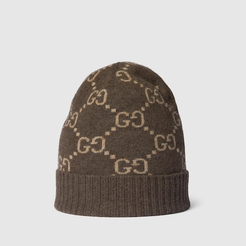 GG cashmere hat - brown and beige