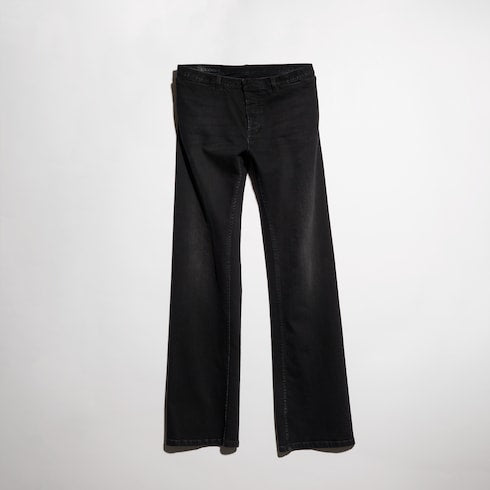 Stretch cotton denim pants - black