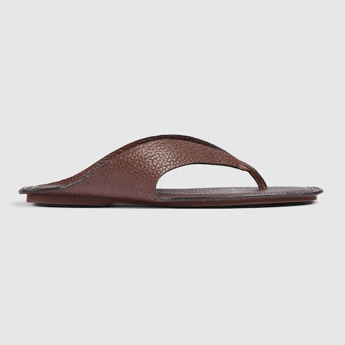 Men's thong sandal with Interlocking G - dark brown leather