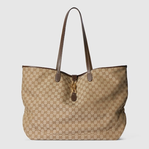 Gucci Jackie large tote bag - sand and brown GG canvas