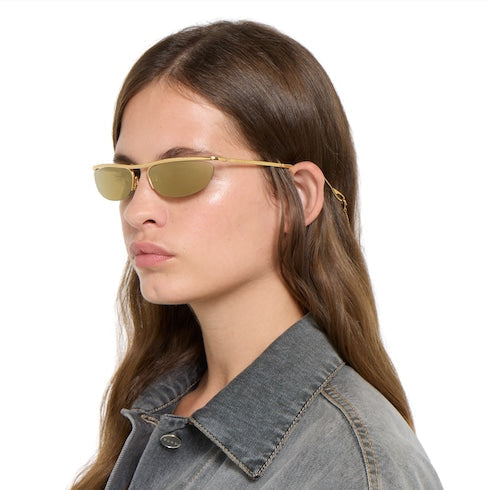 Foldable oval-shaped sunglasses - gold-toned
