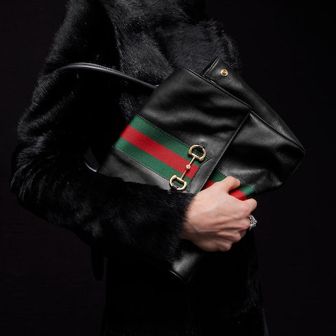 Paparazzo medium top handle bag - black leather