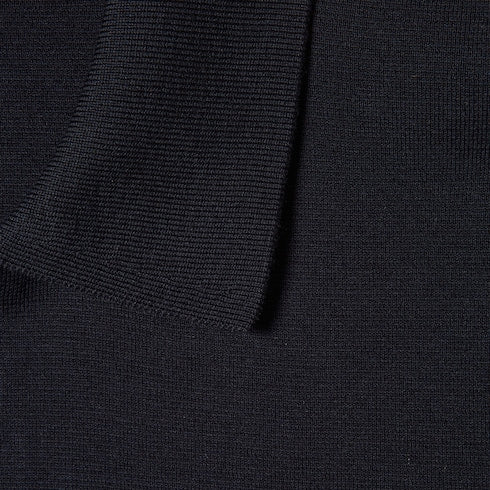 Silk cotton knit polo shirt - navy