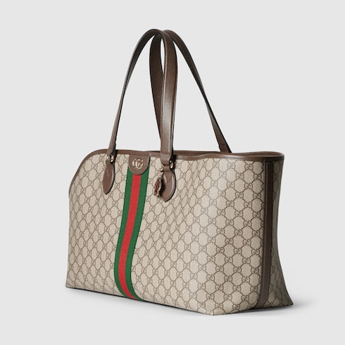 GG Monogram medium pet tote bag - beige and dark brown fabric