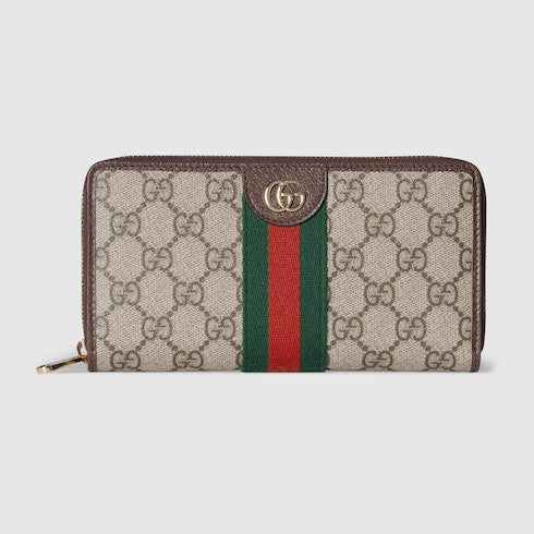 Ophidia zip around wallet - beige and brown GG Supreme