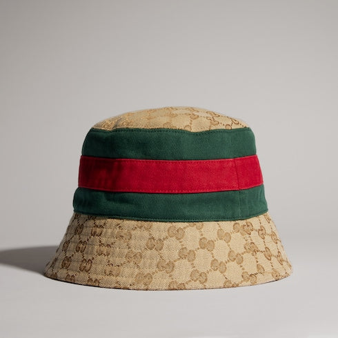 bucket hat with Web - GG cotton canvas
