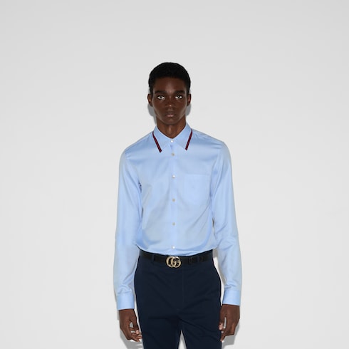Oxford cotton shirt with Web - pale blue