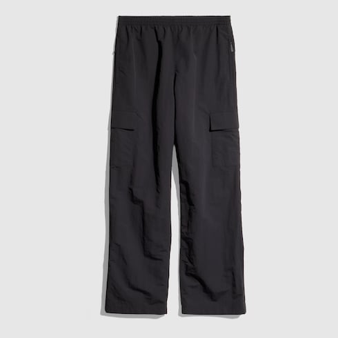 Froissé nylon faille cargo pants - black