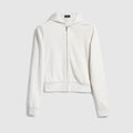 Cotton silk jersey zip sweatshirt - white
