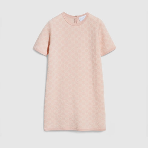 Children's GG wool jacquard dress - light pink